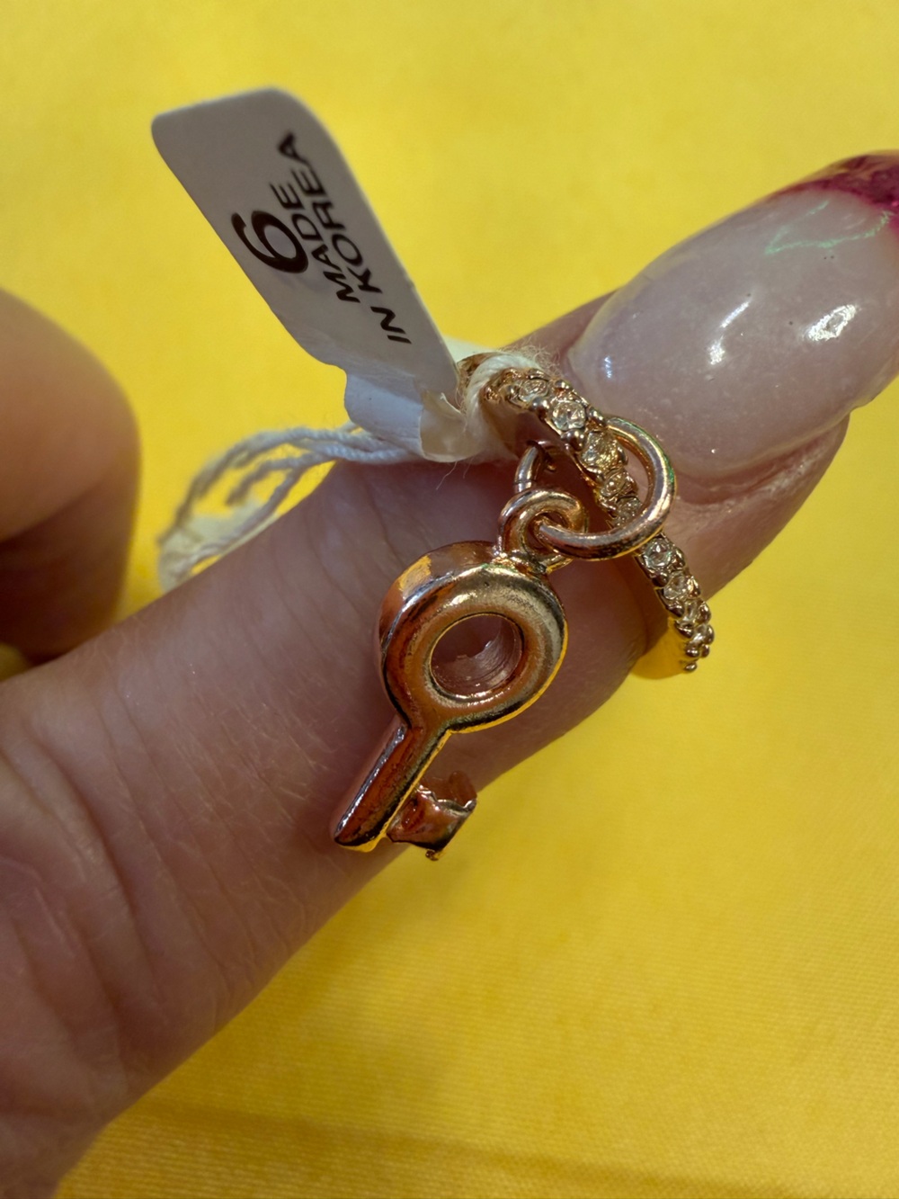 Park Lane Rose Gold-Tone Key Charm Ring – Size 6